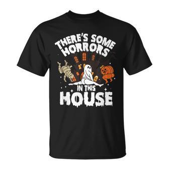 Halloween Pumpkin Ghost There's Some Horrors In This House T-Shirt | Mazezy