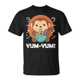 Halloween Ramen Yum Yum Kawaii Noodles Scary Cute Monkey Unisex T-Shirt | Mazezy