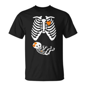 Halloween Skeleton Maternity Couples Pregnancy Announcement T-Shirt - Monsterry CA