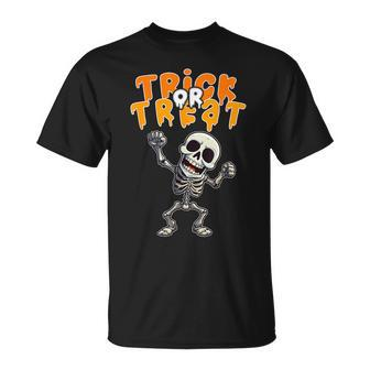 Halloween Spooky Skeleton Trick Or Treat T-Shirt - Monsterry CA
