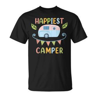 Happiest Camper Camping Girl Gift For Womens Unisex T-Shirt | Mazezy