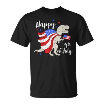 Happy 4Th Of July Independence Day With Trex Dinosaur Unisex T-Shirt | Mazezy