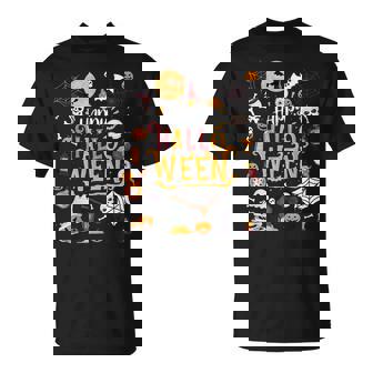 Happy Halloween Pumpkin Ghosts Witch Bats Candy Corn Skulls Pumpkin Funny Gifts Unisex T-Shirt | Mazezy