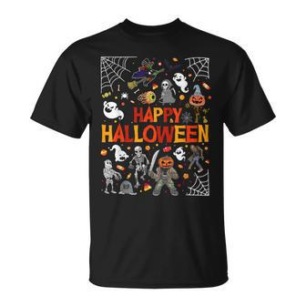 Happy Halloween Scary Spooky Retro Style Boys Girls Kids Halloween Funny Gifts Unisex T-Shirt | Mazezy