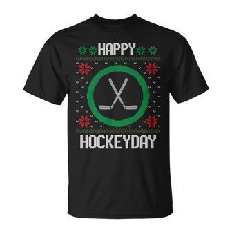 Happy Hockey Days Ugly Christmas Sweater Hockey T-Shirt - Monsterry UK