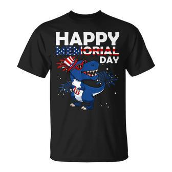 Happy Memorial Day 4Th Of July Dinosaur American Flag Hat Unisex T-Shirt