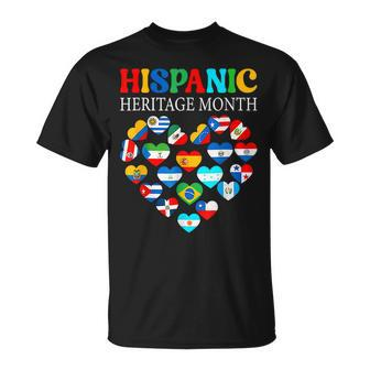 Happy National Hispanic Heritage Month All Countries Heart T-Shirt | Mazezy