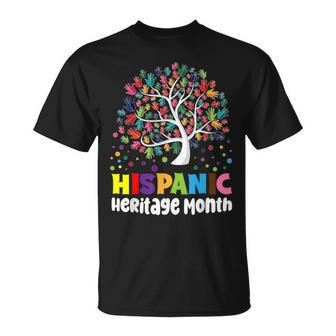 Happy National Hispanic Month All Countries Hand Flag Tree T-Shirt | Mazezy