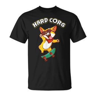 Hard Corq Funny Corgi Hard Core Joke Pun Unisex T-Shirt | Mazezy