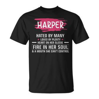 Harper Name Gift Harper Hated By Many Loved By Plenty Heart Her Sleeve V2 Unisex T-Shirt - Seseable
