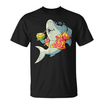 Hawaiian Shark Summer Tropical Luau Party Men Boys Kids Unisex T-Shirt - Seseable