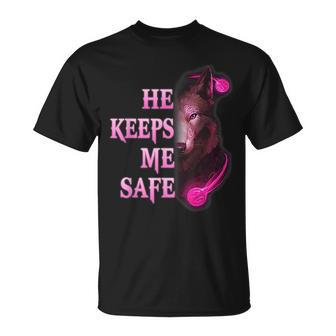 He Keeps Me Safe - She Keeps Me Wild Couple Wolves Unisex T-Shirt | Mazezy