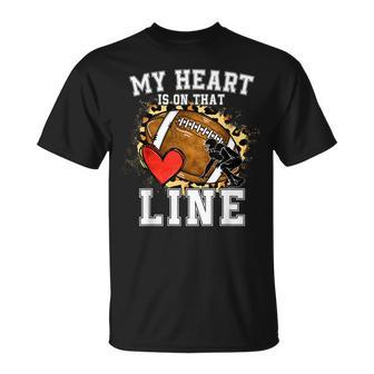 My Heart Is On The Line Offensive Lineman Football Leopard T-Shirt - Seseable