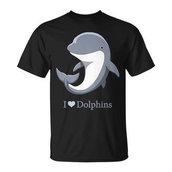 I Heart Love Dolphins Cute Bottlenose Dolphin T-Shirt | Mazezy