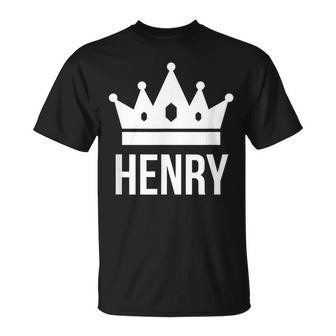 Henry Name For Men King Prince Crown Design Unisex T-Shirt | Mazezy