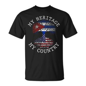 My Heritage My Country Cuban American Flag Root Tree T-Shirt - Monsterry DE