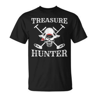 Hidden Treasure Hunter Pirate Metal Detector Gold Coins T-Shirt | Mazezy DE