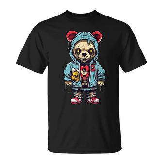 Hip Hop Teddy Bear Zombie Teddy Bear Streetwear Horror Drip Teddy Bear T-Shirt | Mazezy