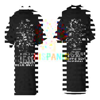Hispanic Heritage Month Latino Countries Hand Flag Tree Root Unisex T-Shirt | Mazezy