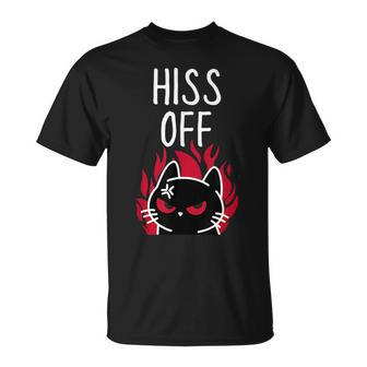 Hiss Off Angry Cat Funny Cat Unisex T-Shirt | Mazezy