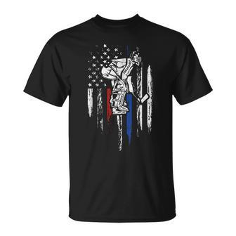 Hockey Goalie American Flag Patriotic Usa 4Th Of July Gift Unisex T-Shirt | Mazezy UK