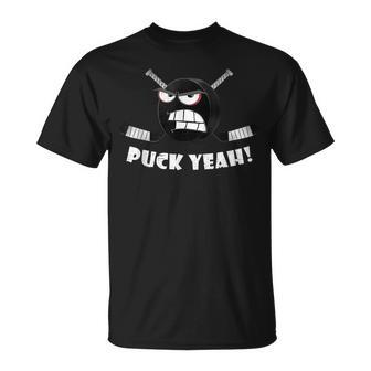 Hockey Puck Yeah Ice Hockey Street Funny Hockey Funny Gifts Unisex T-Shirt | Mazezy