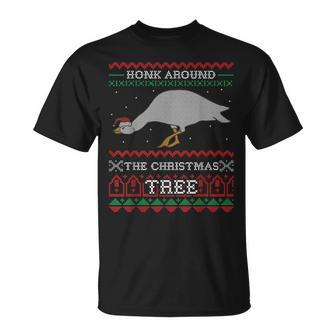 Honking Around The Tree Goose Ugly Christmas Sweater Honk T-Shirt - Monsterry AU