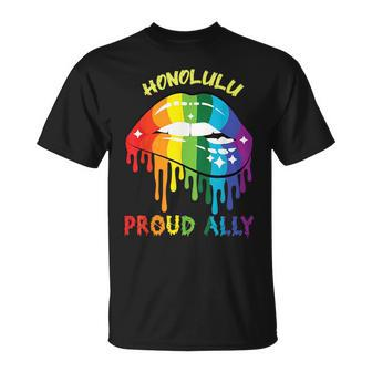 Honolulu Proud Ally Lgbtq Hawaii Pride Hi Sayings Unisex T-Shirt | Mazezy