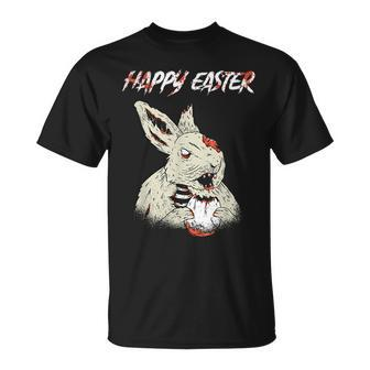 Horror Movie Lover Easter Bunny Bloody Gore Zombie Egg Easter T-Shirt | Mazezy