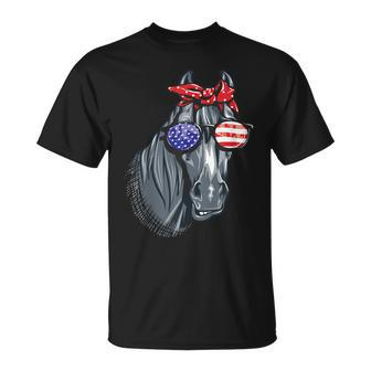 Horse 4Th Of July Horse Graphic American Flag Unisex T-Shirt - Monsterry UK