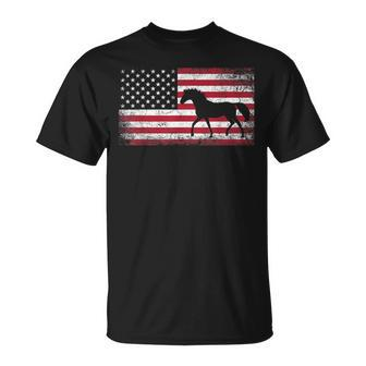 Horse Riding Cowboy Cowgirl 4Th Of July American Flag Usa Unisex T-Shirt | Mazezy