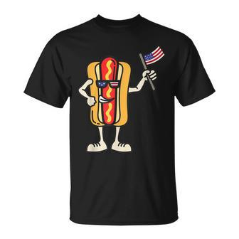 Hot Dog American Flag July 4Th Patriotic Bbq Cookout Funny Unisex T-Shirt | Mazezy