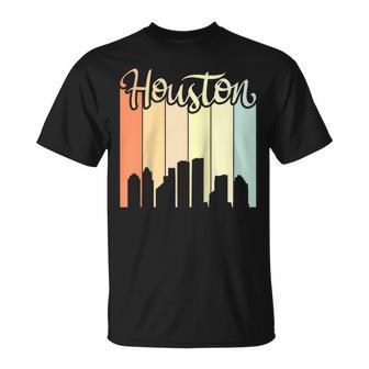 Houston - City Pride - Colorful Retro Skyline Silhouette Unisex T-Shirt | Mazezy