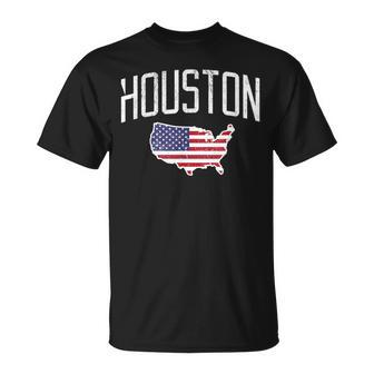 Houston Texas Tx City Pride Usa Flag Distressed Unisex T-Shirt | Mazezy