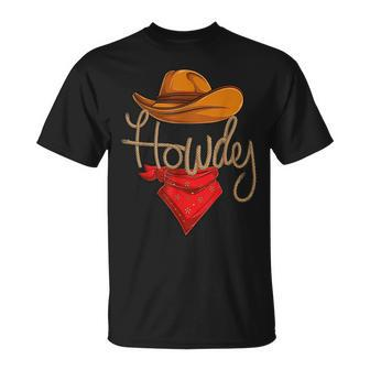 Howdy Cowboy Cowgirl Western Country Rodeo Howdy Men Boys Unisex T-Shirt | Mazezy