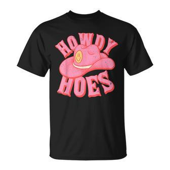 Howdy Hoes Pink Retro Funny Cowboy Cowgirl Western Unisex T-Shirt | Mazezy
