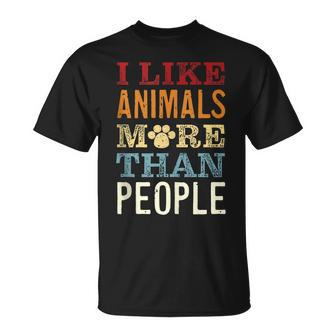 I Like Animals More Than People Funny Vegan Vegetarian Unisex T-Shirt | Mazezy