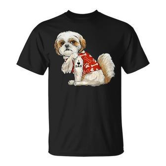 I Love Dad Tattoo Shih Tzu Dad Funny Fathers Day Gift Unisex T-Shirt - Seseable