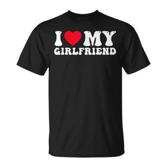 I Love My Girlfriend - I Heart My Girlfriend Groovy Couples Unisex T-Shirt | Mazezy