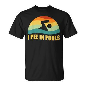 I Pee In Pools Retro Vacation Humor Swimming I Pee In Pools Unisex T-Shirt - Seseable