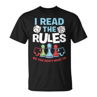 I Read The Rules Board Dice Chess Board Gaming Board Gamers Unisex T-Shirt | Mazezy CA