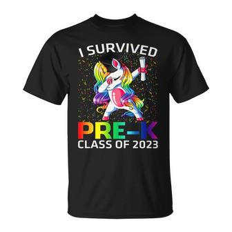 I Survived Prek Class Of 2023 Graduate Unicorn Unisex T-Shirt | Mazezy