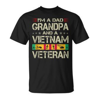 Im A Dad Grandpa And Vietnam Veteran Fathers Day Retro Unisex T-Shirt - Seseable