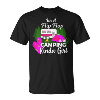 Im A Flip Flops And Camping Kinda Girl Flip Flops Unisex T-Shirt | Mazezy