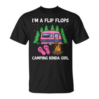 Im A Flip Flops Camping Kinda Girl Cute Campers Gifts Women Unisex T-Shirt | Mazezy