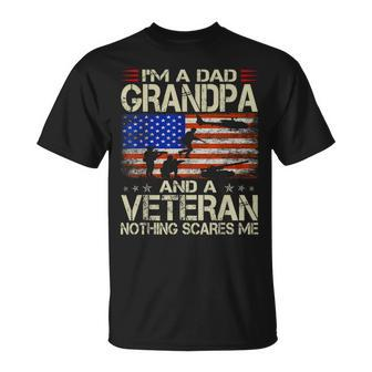 I'm A Dad Grandpa And Veteran Retro Papa Grandpa T-Shirt