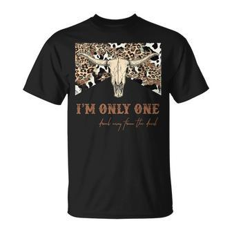 I'm Only One Drink Away From The Devil Western Cow Skull T-Shirt - Seseable