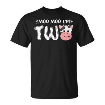 I'm Two 2Nd Birthday Cow Farm Theme Party 2 Year Old Toddler T-Shirt - Seseable
