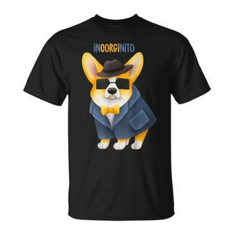Incorginito Corgi Cute Funny Dog Pun Detective Incognito Unisex T-Shirt | Mazezy