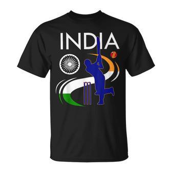 India Cricket With Indian Flag Brush Stroke T-Shirt | Mazezy